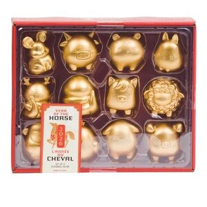 NEW Year of the Horse Set of 12 Chinese Zodiac Gold Tone Figurines